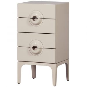 Commode 4 tiroirs en bois d'eucalyptus gris/beige