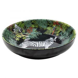 Assiette creuse en m&eacute;lamine 20 cm avec des motifs jungle