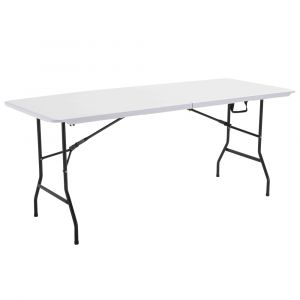 Table pliante blanche 180x70 cm en plastique 8 places format valise