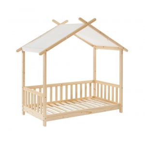 Lit tente  pin massif sommier inclus 70x140 bois clair