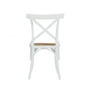 Chaise bistrot blanche en acajou en rotin