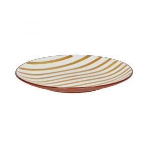 Assiette &agrave; dessert en porcelaine jaune