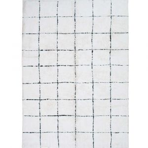 Tapis lavable berb&egrave;re en coton blanc &eacute;cru 120x180