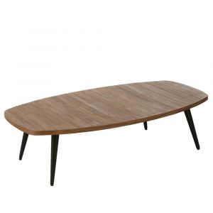 Table basse rectangulaire en teck recycl&eacute; naturel bois naturel 130x75