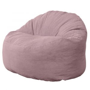 Pouf velours c&ocirc;tel&eacute; &eacute;pais 100cm violet parme
