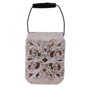 Lanterne extérieur jardin à poser bougie ancienne béton crème 24cm