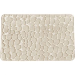 Tapis de bain galet &agrave; m&eacute;moire de forme ecru 50x80cm