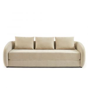 Canapé droit convertible en tissu 3 places beige