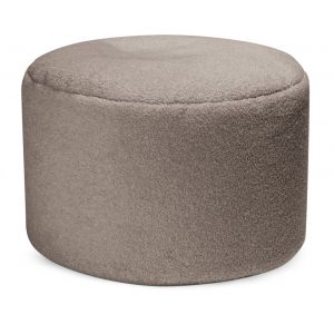Pouf rond fausse fourrure douce taupe diam&egrave;tre 50x30cm