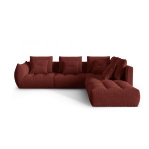 Canap&eacute; d'angle droit modulaire 4 places en tissu structurel rouge