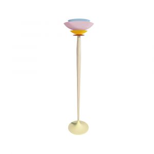 Lampadaire bois,m&eacute;tal H165cm orange;Abat-jour: rose