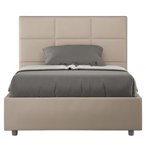 Lit coffre rembourr&eacute; 120x190 similicuir taupe