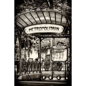Tableau noir et blanc métropolitain Paris imprimé sur toile 80x120 cm