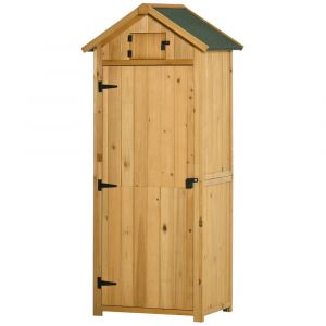 Armoire abri de jardin 3 &eacute;tag&egrave;res toit bitum&eacute; jaune