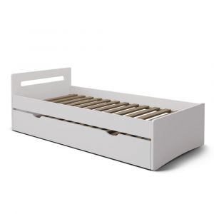 Lit gigogne bois massif blanc 80x190 cm