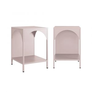 Lot de 2 tables de chevet, tables d'appoint rose