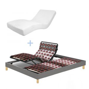 Lit electrique, matelas &agrave; m&eacute;moire de forme, contour tissu 90x190cm
