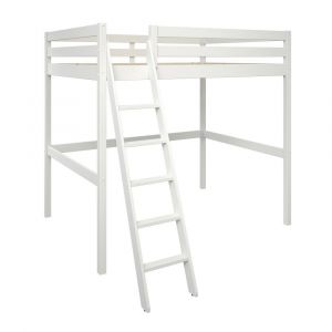 Lit mezzanine 2 places pin massif blanc 140x190
