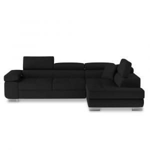 Canap&eacute; d'angle droit convertible 6 places noir