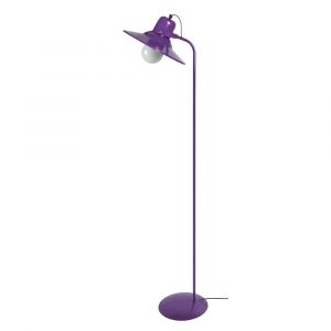 Lampadaire liseuse m&eacute;tal violet abat-jour violet