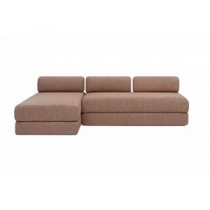 Canap&eacute; d'angle convertible 6 places en tweed rouge