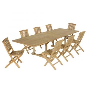 Salon de jardin 8 chaises en teck massif