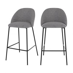 Lot de 2 chaises pour &icirc;lot central 66 cm en tissu chin&eacute; gris fonc&eacute;