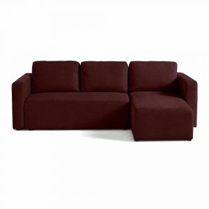 Canapé d'angle réversible convertible 4 places en tissu texturé prune