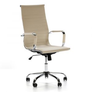 Fauteuil de bureau inclinable taupe, cuir synth&eacute;tique