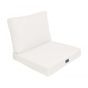 Coussins pour fauteuil effet lin d&eacute;houssable 60x60cm blanc cass&eacute;