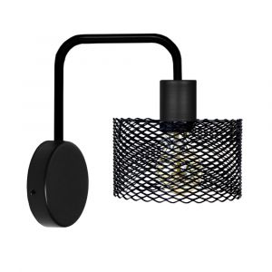 Applique m&eacute;tal H22cm noir ;Abat-jour: orange