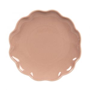 Assiette &agrave; dessert corolle en c&eacute;ramique rose