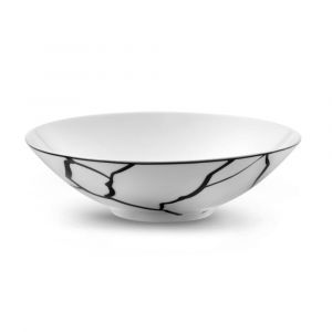 Assiette salade et p&acirc;tes en Porcelaine Noir