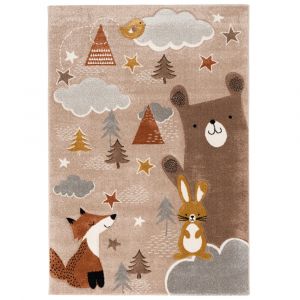 Tapis enfant renard ours marron 200x290 cm