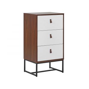 Commode &agrave; 3 tiroirs marron fonc&eacute; blanc