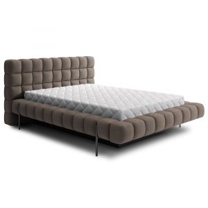 Lit coffre 160x200 sommier inclus bois de pin taupe