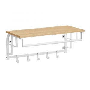 Porte-manteau avec &eacute;tag&egrave;res de rangement dor&eacute; et blanc