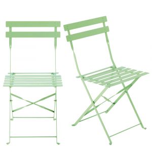 Chaises pliantes de jardin en acier vert d'eau (x2)