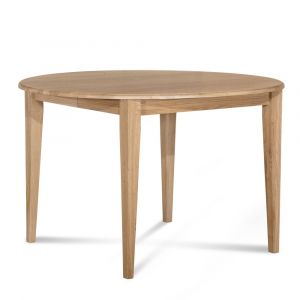 Table ronde bois D115 cm avec 1 allonge et Pieds fuseau