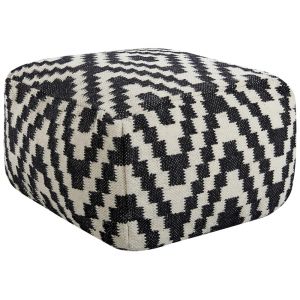 Pouf en tissu noir 56x32cm