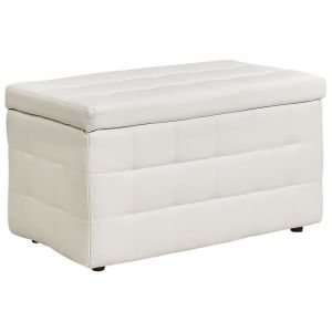 Pouf de rangement cuir pu blanc