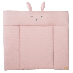 Matelas &agrave; langer visage lapin d&eacute;perlant 85x75 en PVC rose