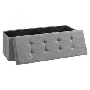 Coffre de rangement avec 2 compartiments int&eacute;rieur - L110 cm - Gris