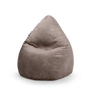 Pouf poire aspect cuir vielli taupe 80x130 cm