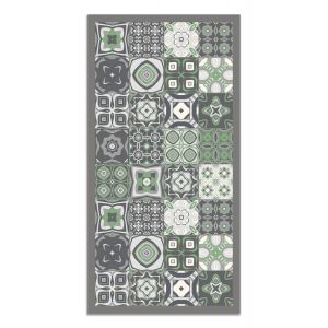 Tapis vinyle carreaux ciments vert 140x200cm