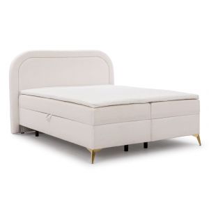 Lit boxspring 160x200 avec coffre de rangement et pieds dor&eacute;s
