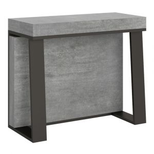 Console extensible effet b&eacute;ton gris 90x40/288 cm