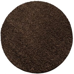 SHAGGY - Tapis Uni Rond - Marron 120 x 120 cm