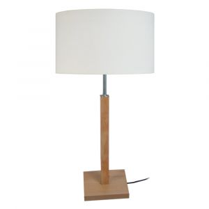 Lampe  &agrave; pied carr&eacute; bois H54cm naturel;Abat-jour: &eacute;cru