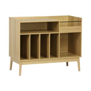 Meuble vinyle vintage en MDF effet bois de fr&ecirc;ne, 100 cm